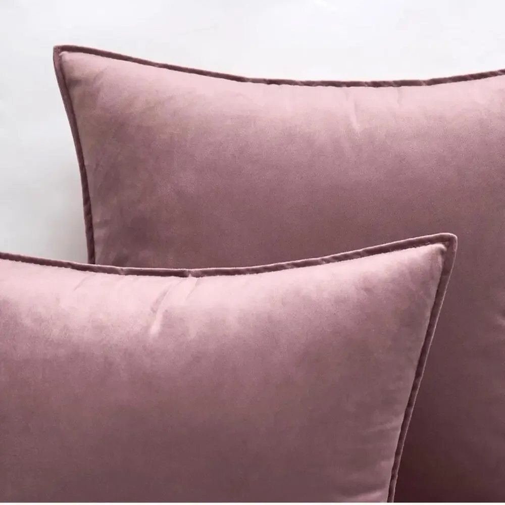 🆕 Dusty Pink VELVET Accent Pillow Covers Luxury High End Hotel Vibes 26” x 26”